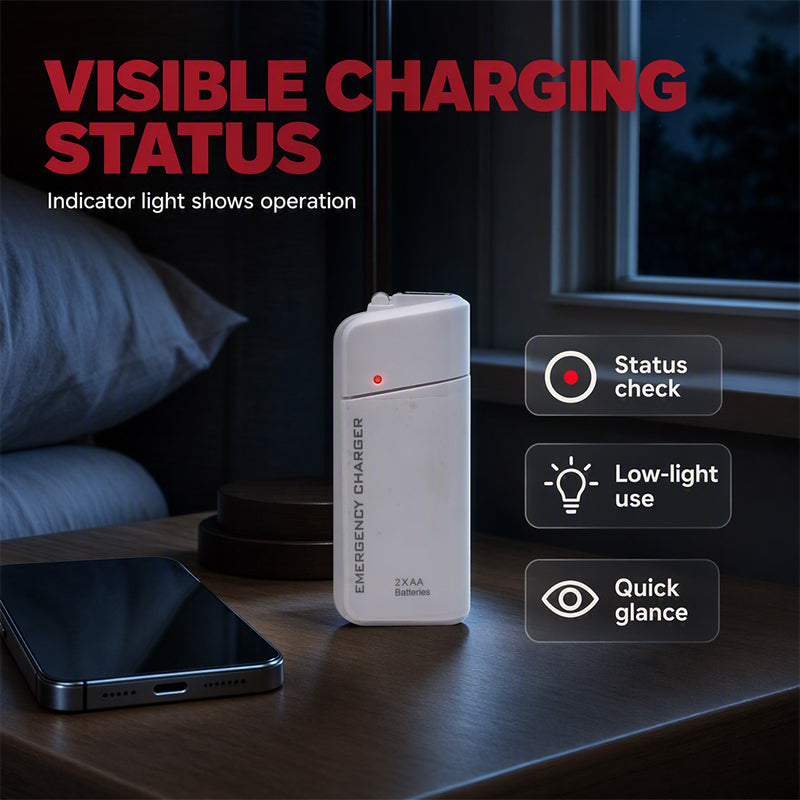 ⚡ LIMITED TIME 50% OFF!!Portable Emergency Phone Charger – 2 AA Battery Powered Backup