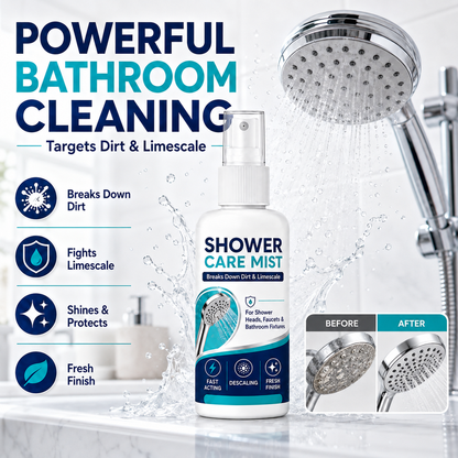 💦50% OFF!✨ Fast-Acting Shower Limescale Remover Spray 🚿💙Dissolves stubborn mineral deposits & hard water stains. Restores water flow & shine – just spray & wipe!🧼💪