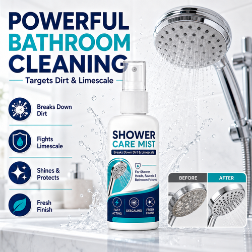 💦50% OFF!✨ Fast-Acting Shower Limescale Remover Spray 🚿💙Dissolves stubborn mineral deposits & hard water stains. Restores water flow & shine – just spray & wipe!🧼💪