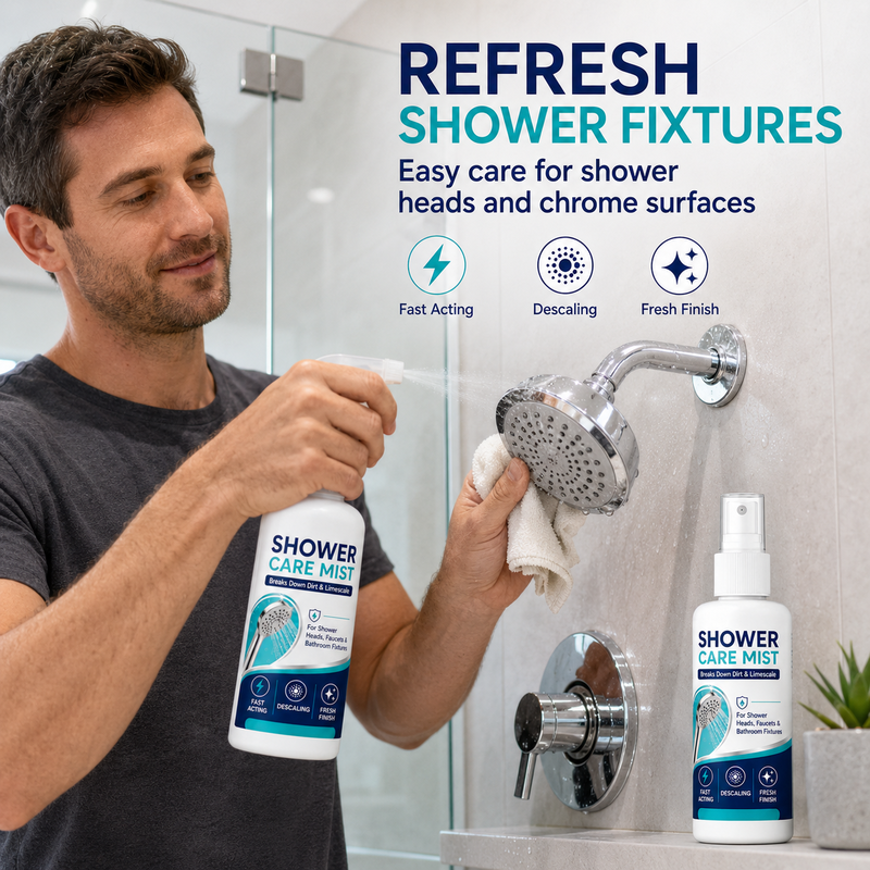 💦50% OFF!✨ Fast-Acting Shower Limescale Remover Spray 🚿💙Dissolves stubborn mineral deposits & hard water stains. Restores water flow & shine – just spray & wipe!🧼💪