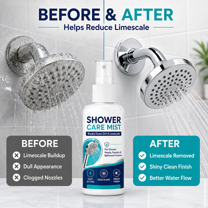 💦50% OFF!✨ Fast-Acting Shower Limescale Remover Spray 🚿💙Dissolves stubborn mineral deposits & hard water stains. Restores water flow & shine – just spray & wipe!🧼💪