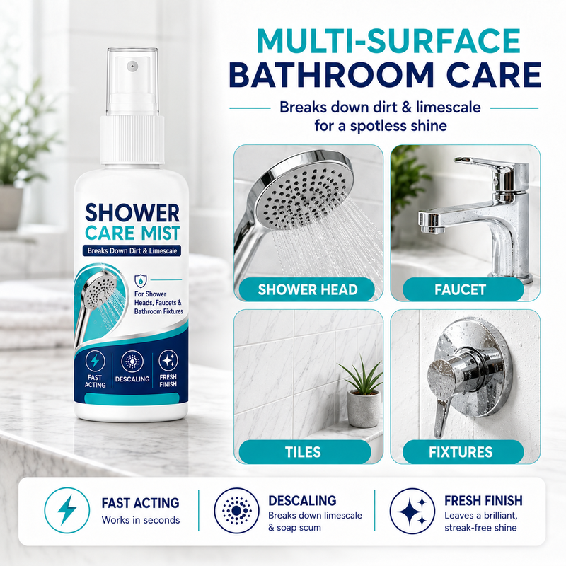 💦50% OFF!✨ Fast-Acting Shower Limescale Remover Spray 🚿💙Dissolves stubborn mineral deposits & hard water stains. Restores water flow & shine – just spray & wipe!🧼💪