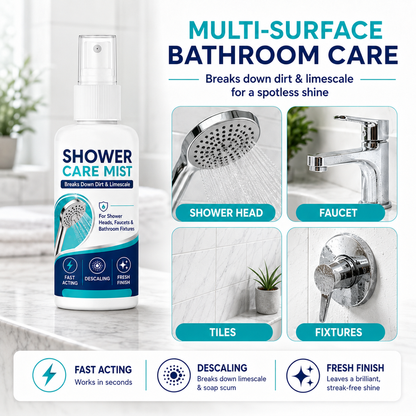 💦50% OFF!✨ Fast-Acting Shower Limescale Remover Spray 🚿💙Dissolves stubborn mineral deposits & hard water stains. Restores water flow & shine – just spray & wipe!🧼💪