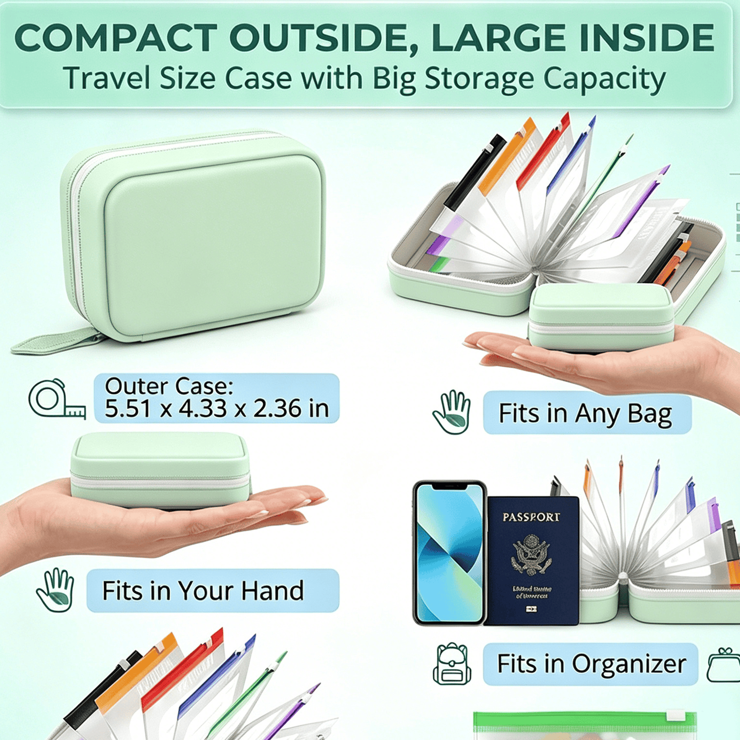 🥳2026 HOT SALE💞UP TO 50% OFF!!💊 A8 Waterproof Travel Pill Organizer Case with 14 Color-Coded Zipper Pouches for Vitamins & Supplements