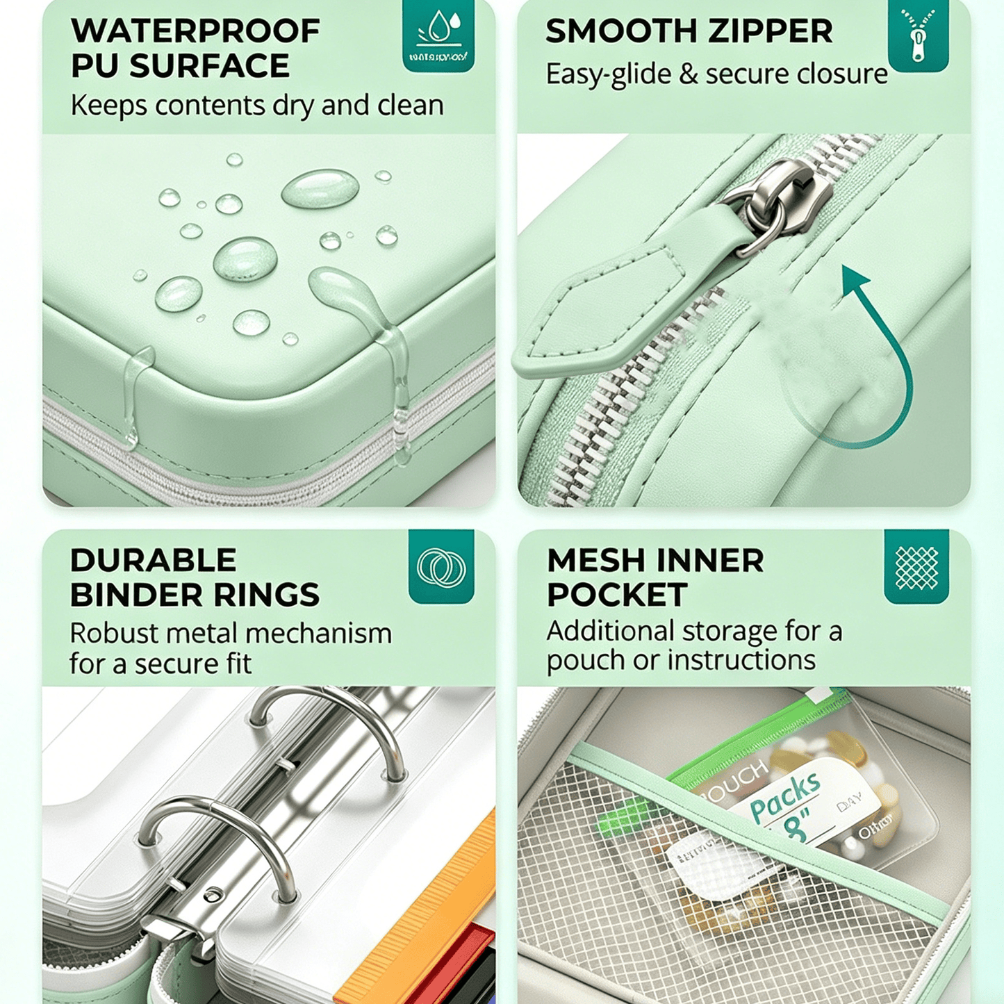 🥳2026 HOT SALE💞UP TO 50% OFF!!💊 A8 Waterproof Travel Pill Organizer Case with 14 Color-Coded Zipper Pouches for Vitamins & Supplements